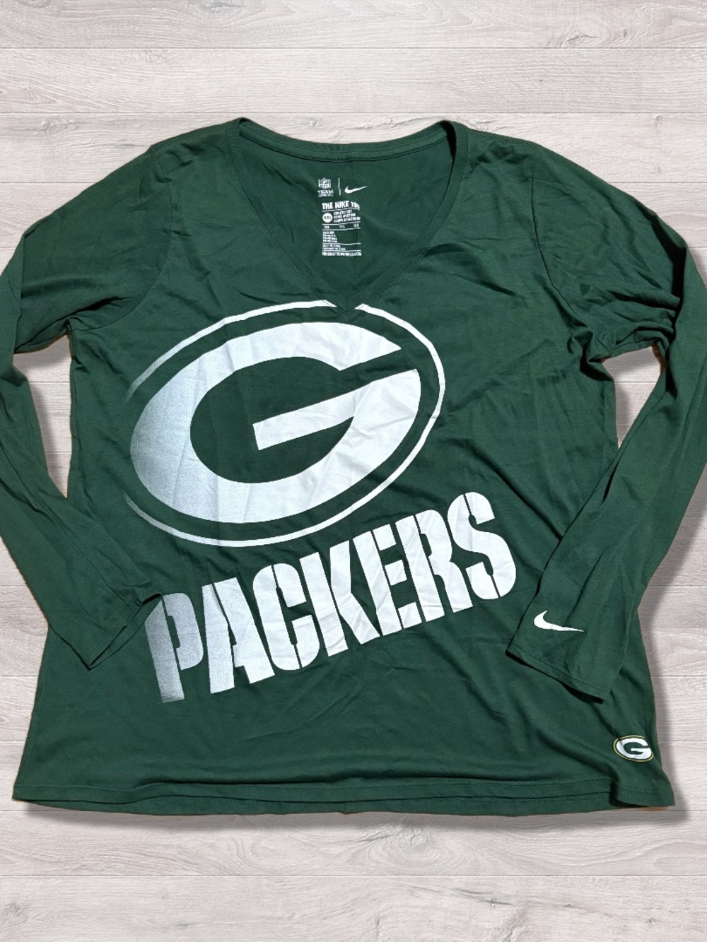 NFL Nike Tee Green Bay Packers V Neck Athletic Shirt Women’s XXL Vneck